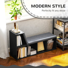 Multi-Purpose Bookshelf with 5 Cubes, 5-Cubby Bookcase with Cushioned Reading Nook and Storage Shelves, Blue