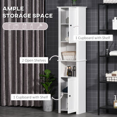 Tall Medicine Cabinet, Freestanding Bathroom Storage Cabinet with Shelves and 2 Cupboards, Bathroom Organizer, White