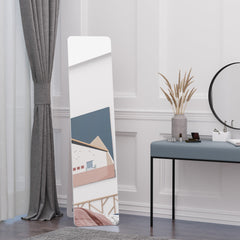 Full Length Mirror for Bedroom, Free Standing Dressing Mirror, Wall Mirror with Wood Frame, 15" x 61", Light Walnut