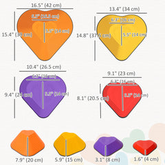 6PCs Non-Slip Stackable Kids Stepping Stones, Heart-Shaped