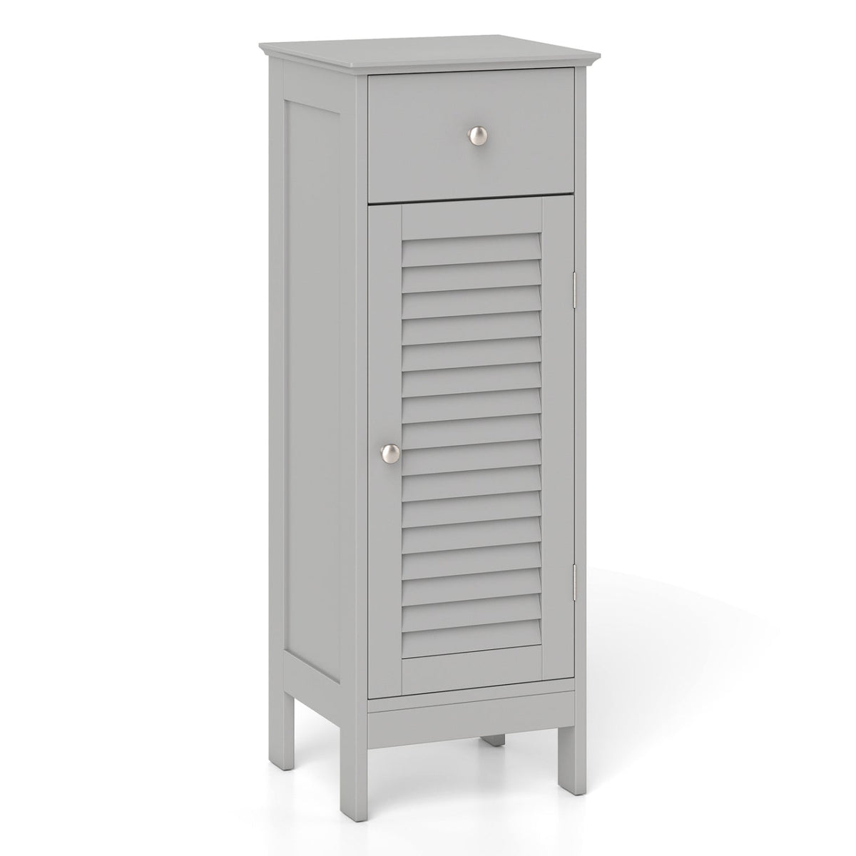 Narrow Bathroom Storage Cabinet with Adjustable Shelf and Drawer-Gray