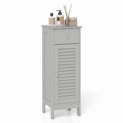 Narrow Bathroom Storage Cabinet with Adjustable Shelf and Drawer-Gray