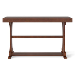 Narrow Console Table Vintage 52 Inch Long with Open Storage Shelf-Walnut