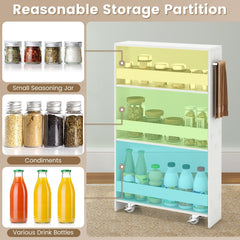 Narrow Mobile Serving Cart with Open Shelves for Kitchen Bathroom Living Room-Off White