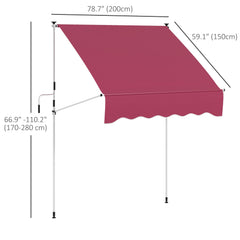 6.6'x5' Manual Retractable Patio Awning Sun Shelter Window Door Deck Canopy, Water Resistant UV Protector, Black