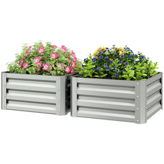 2' x 2' x 1' 2-Pieces Raised Garden Bed with Galvanised Steel Frame for Vegetables, Flowers, Herbs, Green