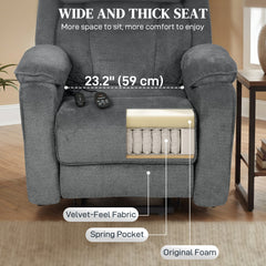 Power Recliner Chair with Massage, Electric Lift Chair for Elderly with Side Pockets, 2 Memory Positions, Remote, Brown