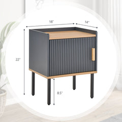 Nightstand and Bedside End Table with Door Cabinet, Grey