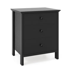 3-Drawer Wooden Nightstand, Modern Bedside Table in Black