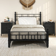 3-Drawer Wooden Nightstand, Modern Bedside Table in Black