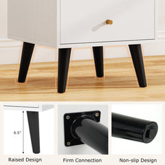 Nightstand Set of 2 Mid Century Modern Bedside Table with Golden Knobs and Raised Support Legs
