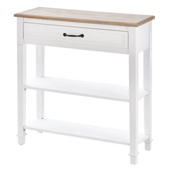 30" Console Table, Modern Narrow Entryway Table with Drawer and 2 Shelves, Sofa Table for Living Room, Hallway, White