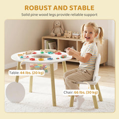 3 Pieces Kids Table and Chair Set, Activity Table and Chair Set with Cloud-Shaped Chairs, Mesh Bag