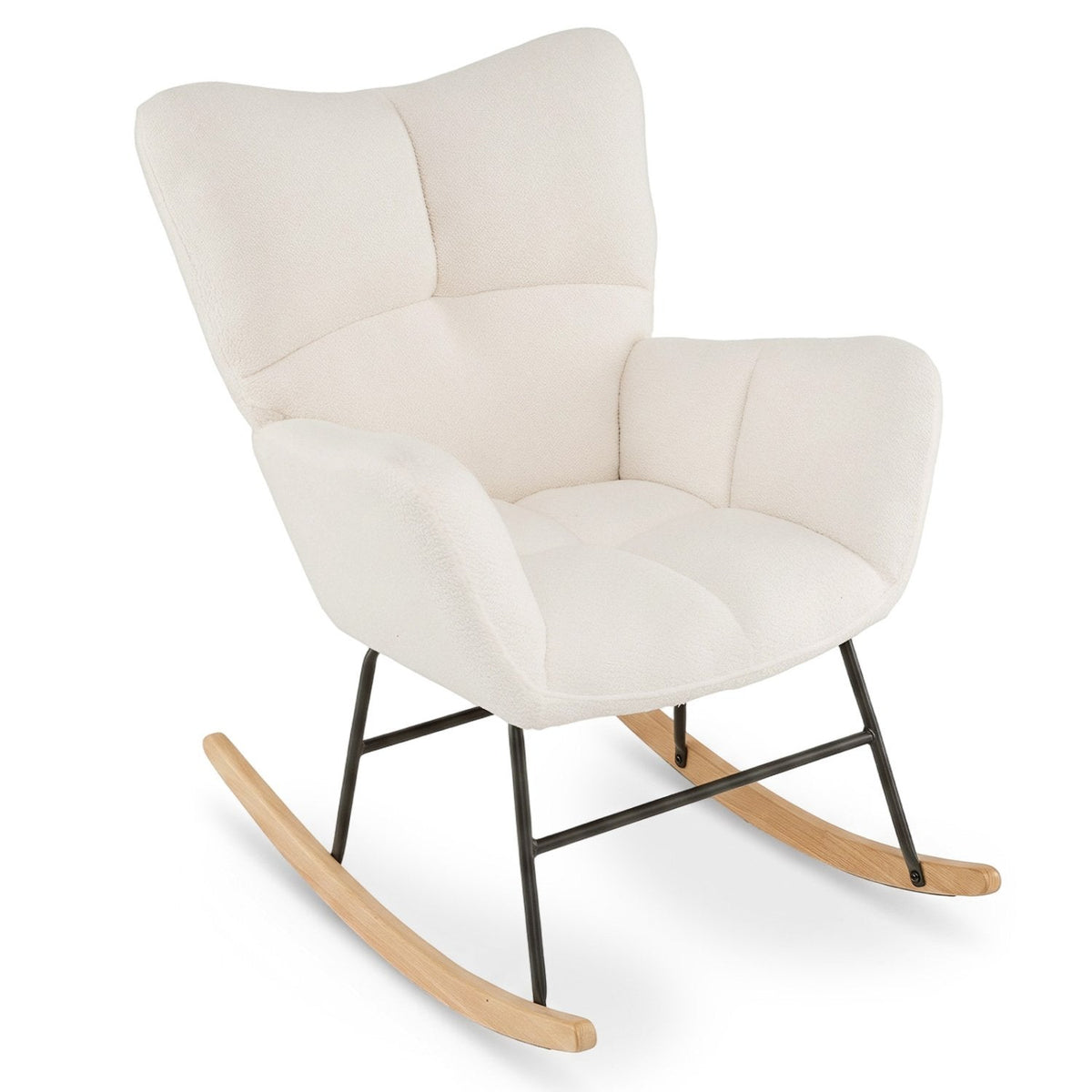Nursery Rocking Chair with Comfy Backrest and Armrest-Beige