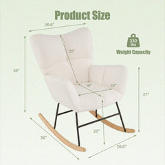 Nursery Rocking Chair with Comfy Backrest and Armrest-Beige