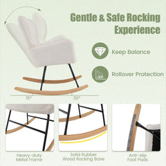 Nursery Rocking Chair with Comfy Backrest and Armrest-Beige