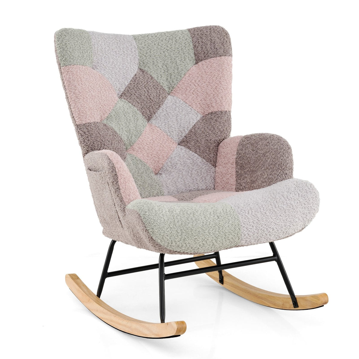 Nursery Rocking Chair with Ergonomic Armrests and High Backrest for Living Room