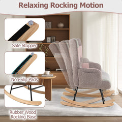 Nursery Rocking Chair with Ergonomic Armrests and High Backrest for Living Room