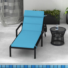 Patio Chaise Lounge Chair Cushion Replacement Sun Lounger Pads with Headrest and Ties, Beige