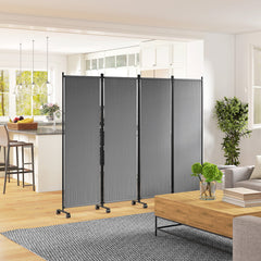 Folding Room Divider, Privacy Screen for Home Office Bedroom, 5.6FT Tall, Dark Grey