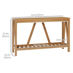 52" Console Table, Farmhouse Narrow Entryway Table with Storage Shelf, Rustic Sofa Table with Anti-tipper for Living Room and Hallway, Oak