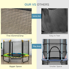 4.6FT Trampoline for Kids with Enclosure Net for Ages 3-6, Indoor Outdoor Use, Black