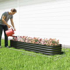 4.9 x 2 x 1ft Galvanized Raised Garden Bed Kit, Metal Planter Box with Safety Edging, Black