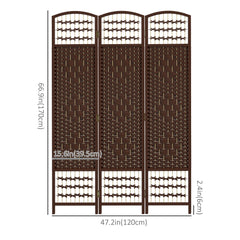 4 Panel Folding Room Divider, Portable Privacy Screen, Wave Fiber Room Partition for Home Office, Black