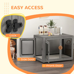 Pet Crate End Table with Water-resistant Cushion or Large Medium Dogs, Black