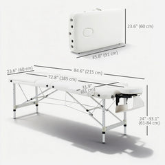 85" 3 Section Foldable Massage Table Professional Salon SPA Facial Couch Bed (Black/Orange)