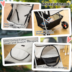 Cat Dog Stroller, One-click Foldable Pet Stroller w/Cup Holder, 4 Wheels Travel Carrier w/Brakes, 360° Swiveling Front Wheels, Storage Basket, for XS/Small Dogs Cats, Black