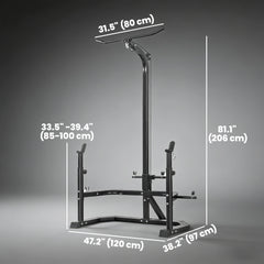 Multi-Function Home Gym Machine with Bench Press Rack, Squat Rack and Lat Pulldown System, Black