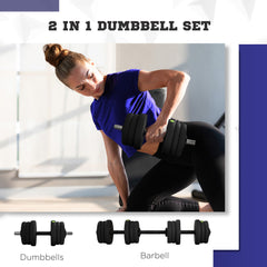 33LBS 2-in-1 Adjustable Barbell & Dumbbells Set, Weights Set with Non-slip Handles for Men and Women Home Gym Training