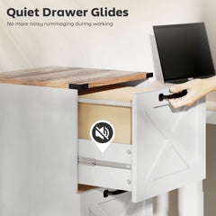 2 Drawer File Cabinet with Silent Slides, Vertical Farmhouse Filing Cabinet Fits Letter/A4 Size Home Office, Black