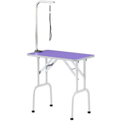 Foldable Pet Grooming Table for Dogs Cats with Adjustable Arm, Non-slip Surface, Black