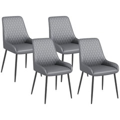 Upholstered Kitchen Chairs, Modern Dining Chairs Set of 2 with Diamond Tufting and Steel Legs for Dining Room, Black