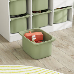 3 Layers Toy Storage Organizer Kids Bookshelf Children Toy Storage w/ 6 Plastic Bins, Green