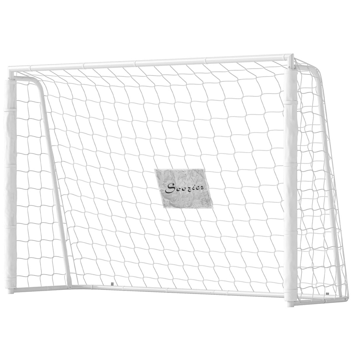 6ft x 4ft Soccer Goal Net with Metal Frame, PE Mesh, Ground Stakes, Easy Assembly, White
