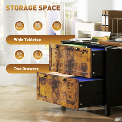 2 Drawer File Cabinet, Lockable Filing Cabinet with Adjustable Hanging Bar for Letter, A4 and Legal Size, Black