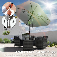 7.6FT Aluminum Patio Umbrella Parasol 8 Ribs Outdoor Market Umbrella with Crank, Push Button Tilt for Deck, Backyard and Lawn, Sky Blue