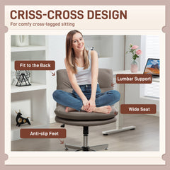 Armless Office Chair, Criss Cross Chair with Adjustable Height & Tilt Function for Home Office, Study, Grey