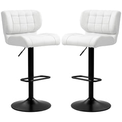 Swivel PU Leather Barstools Set of 2 Adjustable Bar Stools with Footrest Back for Kitchen Counter Dining Room Black