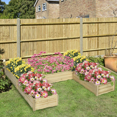 DIY 5-box Garden Planter with Open Bottom for Outdoor Plants, Vegetables, Flowers, Herbs, Brown