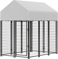 Outdoor Dog Kennel with Waterproof UV-Resistant Cover, 4 x 4 x 4.5 ft