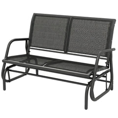 Outdoor Glider Bench, 2 Person Patio Glider Chair, Gliding Outdoor Garden Loveseat Swing Bench with Breathable Mesh Fabric, Steel Frame for Backyard, Porch, Coffee Brown