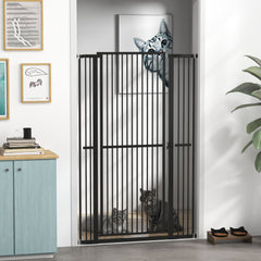59" Extra Tall Cat Gate, 30"-41" Pet Gate with 2.8" and 5.5" Extensions, for Doorway, Hallway, Stairway, Black