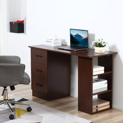 Computer Desk, 47" Writing Table with 3-Tier Shelves and 3 Reversible Drawers for Home Office, Bedroom, Black