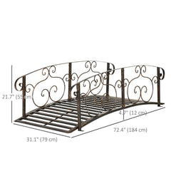6FT Steel Garden Bridge with Safety Siderails, Decorative Arc Landscaping Bridge for Backyard Creek Stream Pond, Black