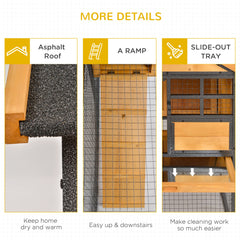 Rabbit Hutch Outdoor, 48"L Large Wooden Bunny Cage with Run, Bite-Resistant Metal Frame, Removable Plastic Tray, Asphalt Roof, Ramp, Guinea Pig Cage for 1-2 Rabbits, Yellow