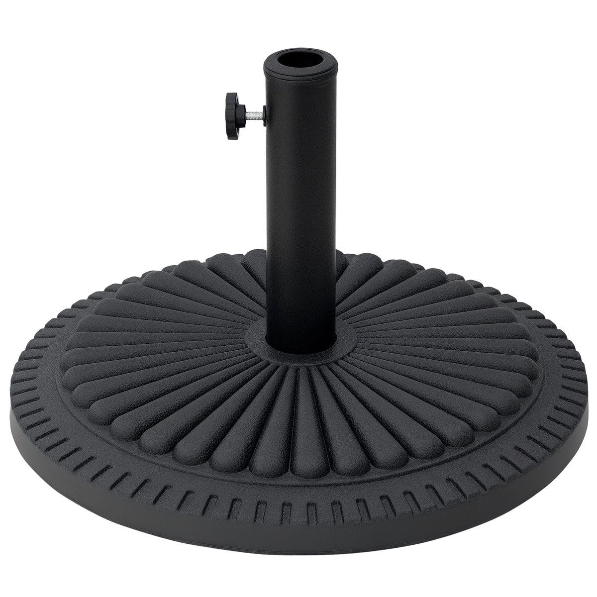 Patio Umbrella Base Stand, Round Cement Parasol Holder for Outdoor, Patio, Garden, Beach, Fits Φ1.4", Φ1.5" and Φ 2" Pole, Black